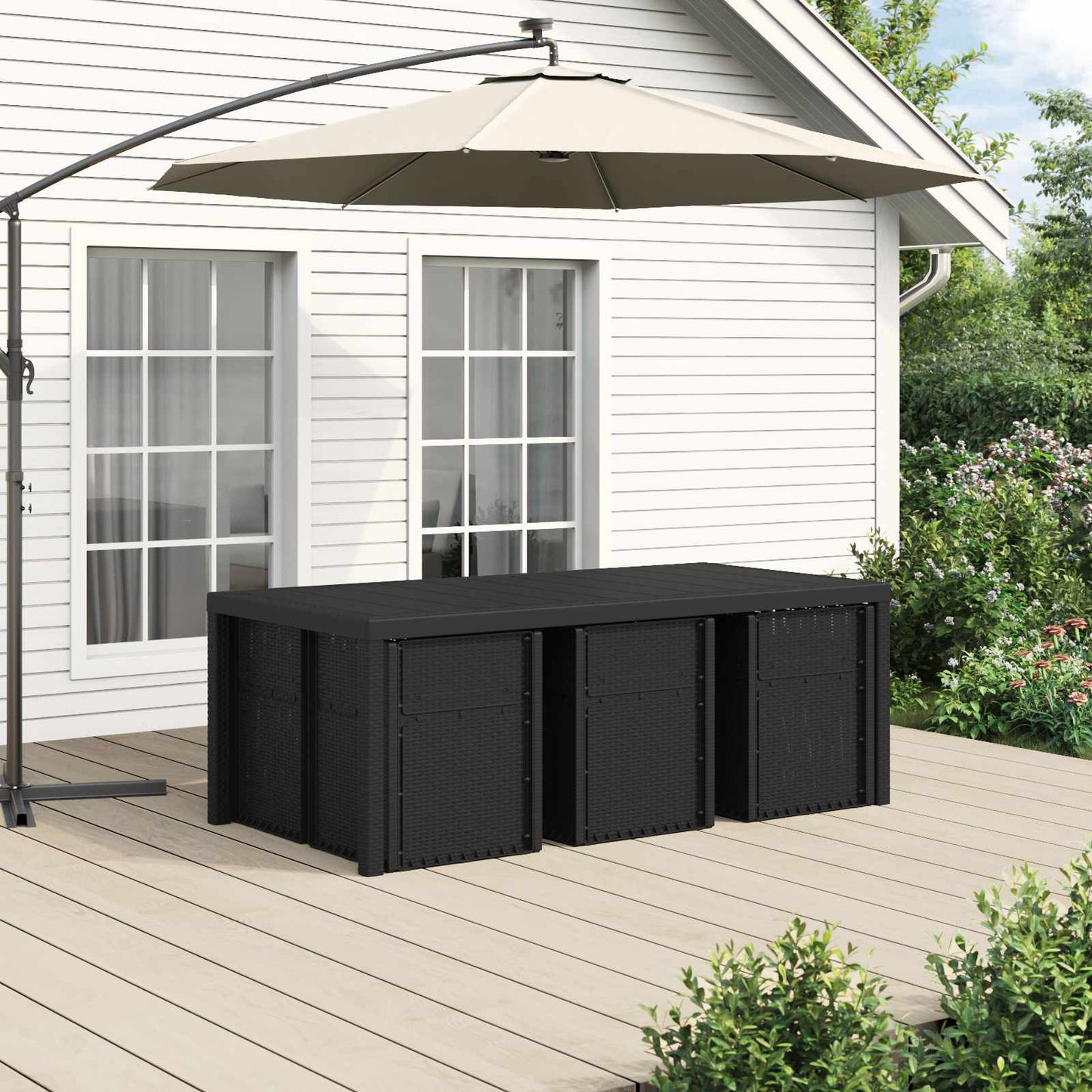 Garten Essgruppe 7 Stk. Anthrazit PP