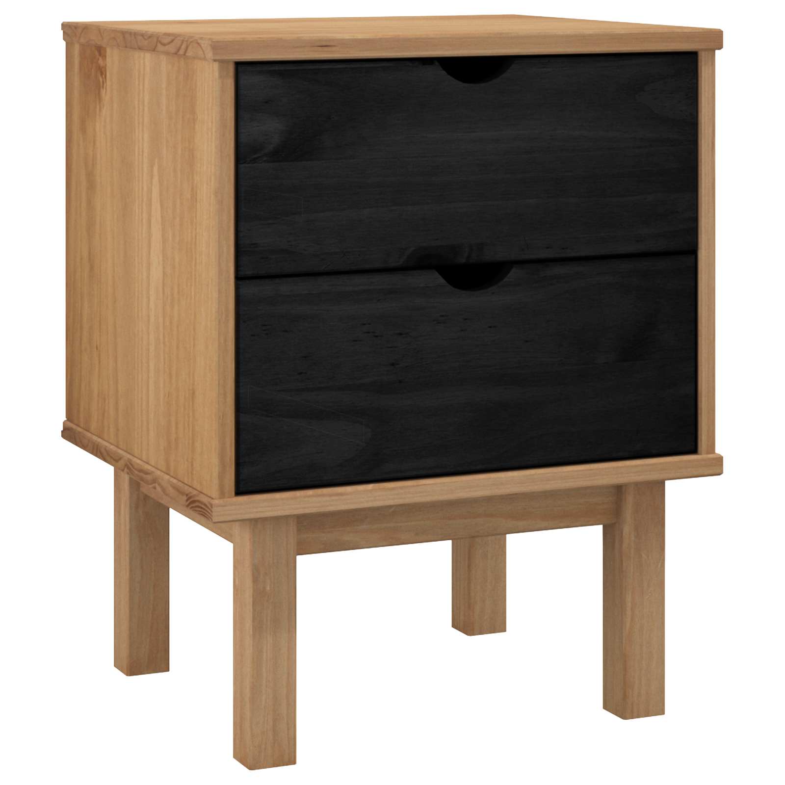 Nachttisch OTTA Schwarz 45 x 39 x 57 cm Massives Kiefernholz