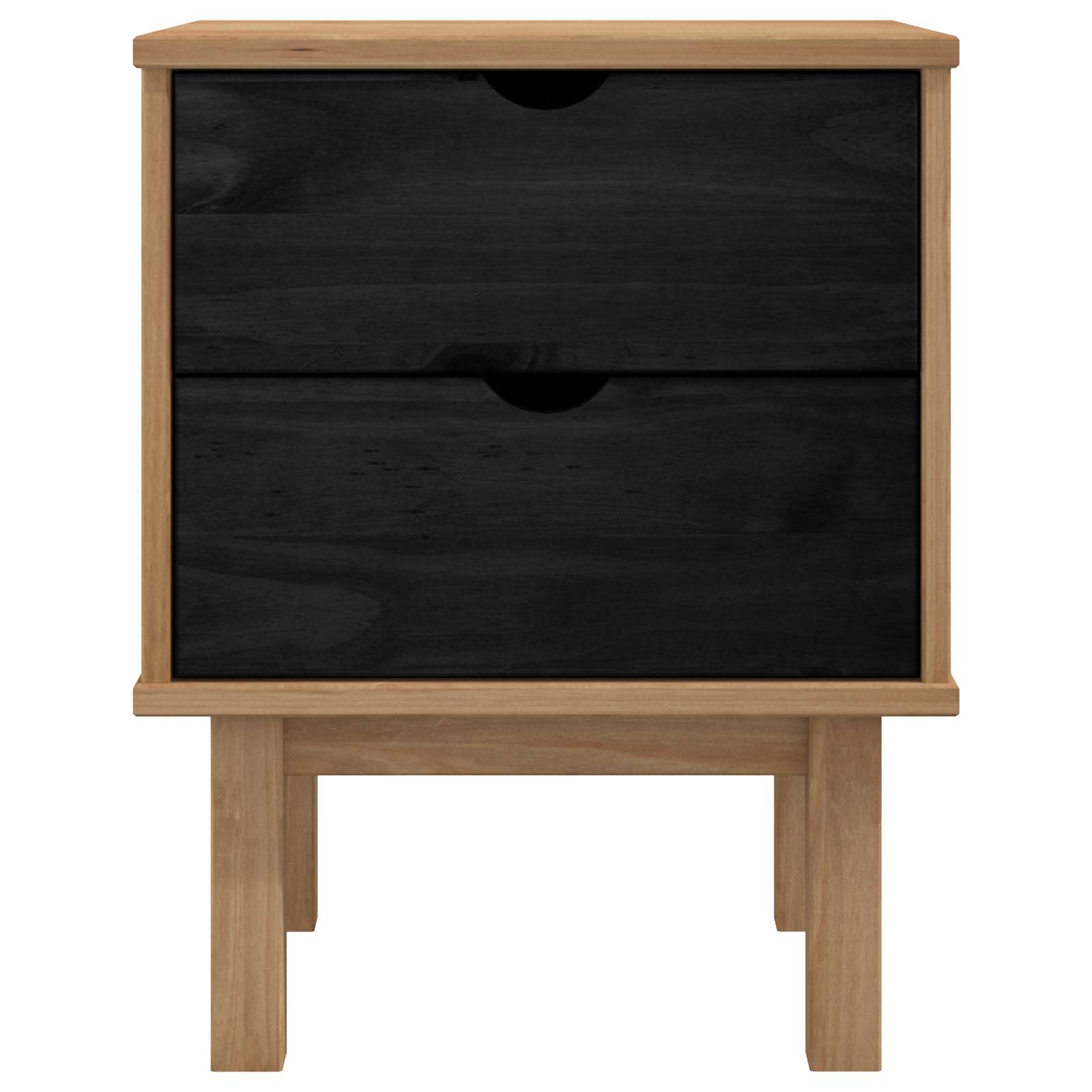 Nachttisch OTTA Schwarz 45 x 39 x 57 cm Massives Kiefernholz
