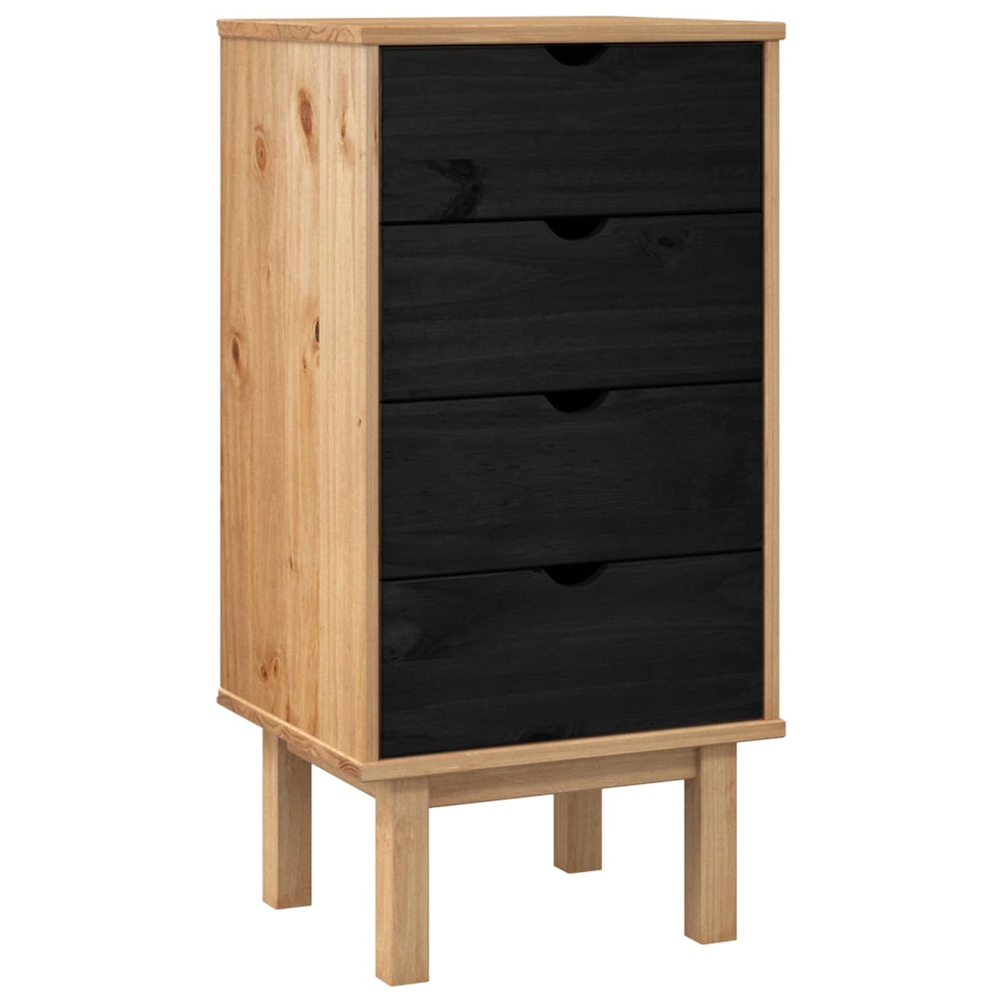 Kommode OTTA Schwarz 45 x 39 x 90 cm Massives Kiefernholz