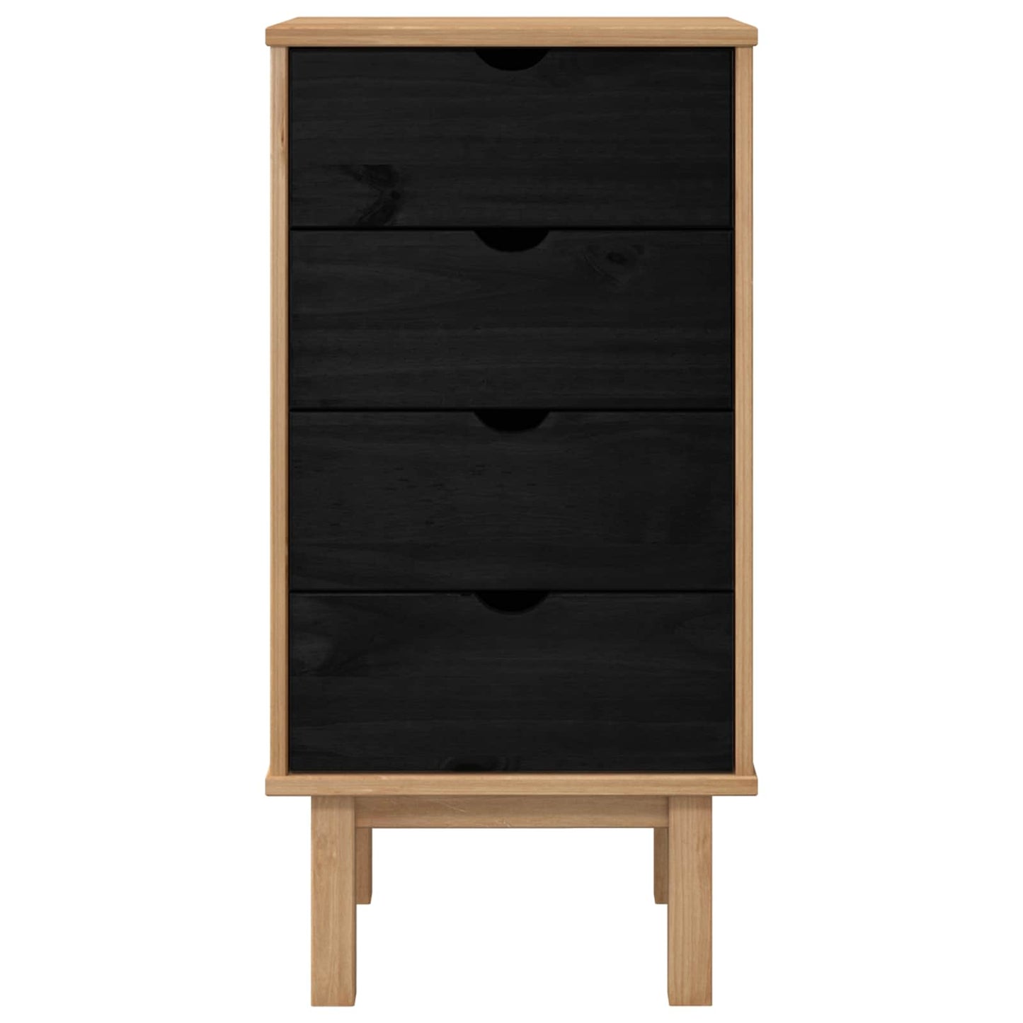 Kommode OTTA Schwarz 45 x 39 x 90 cm Massives Kiefernholz