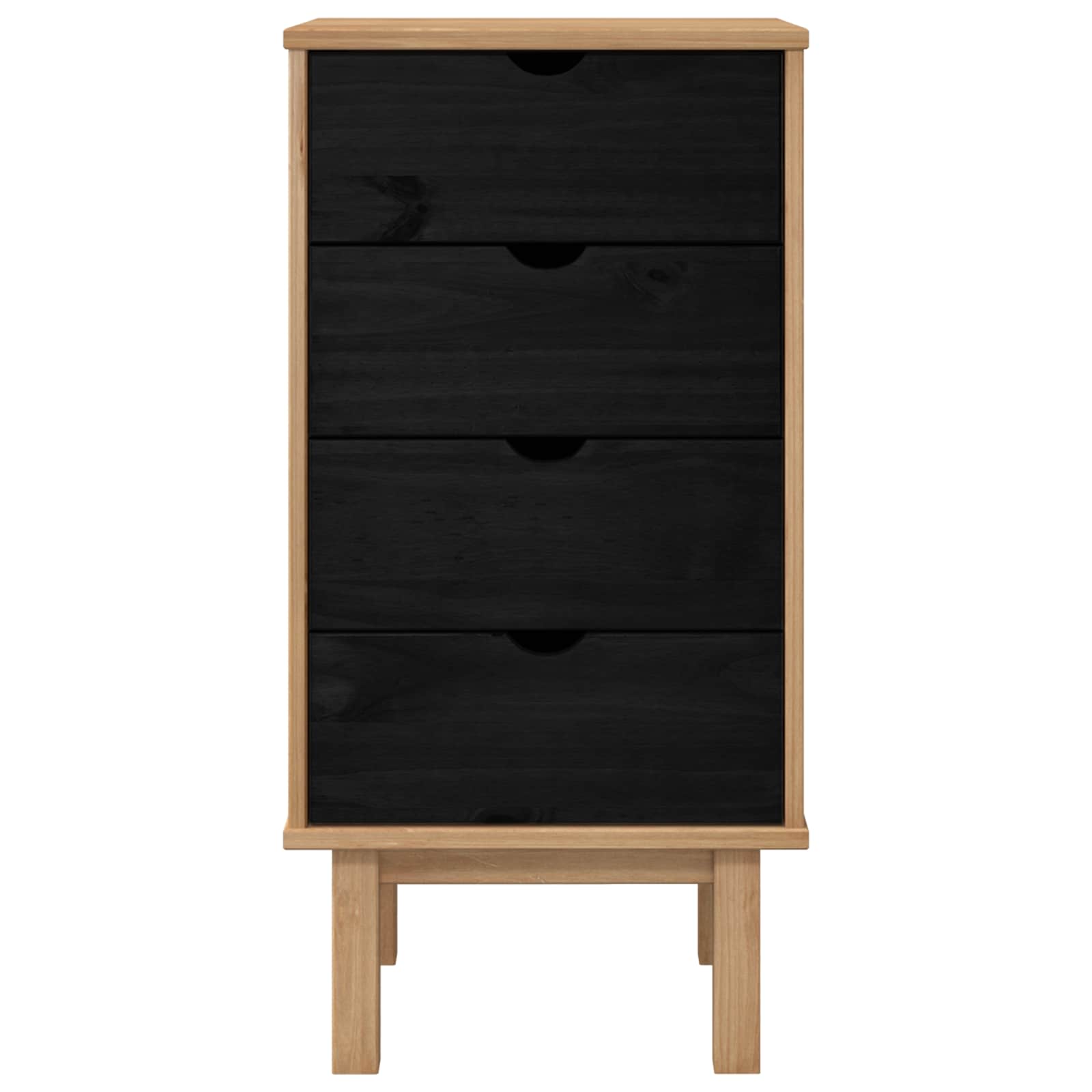 Kommode OTTA Schwarz 45 x 39 x 90 cm Massives Kiefernholz