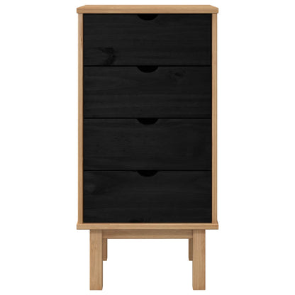 Kommode OTTA Schwarz 45 x 39 x 90 cm Massives Kiefernholz