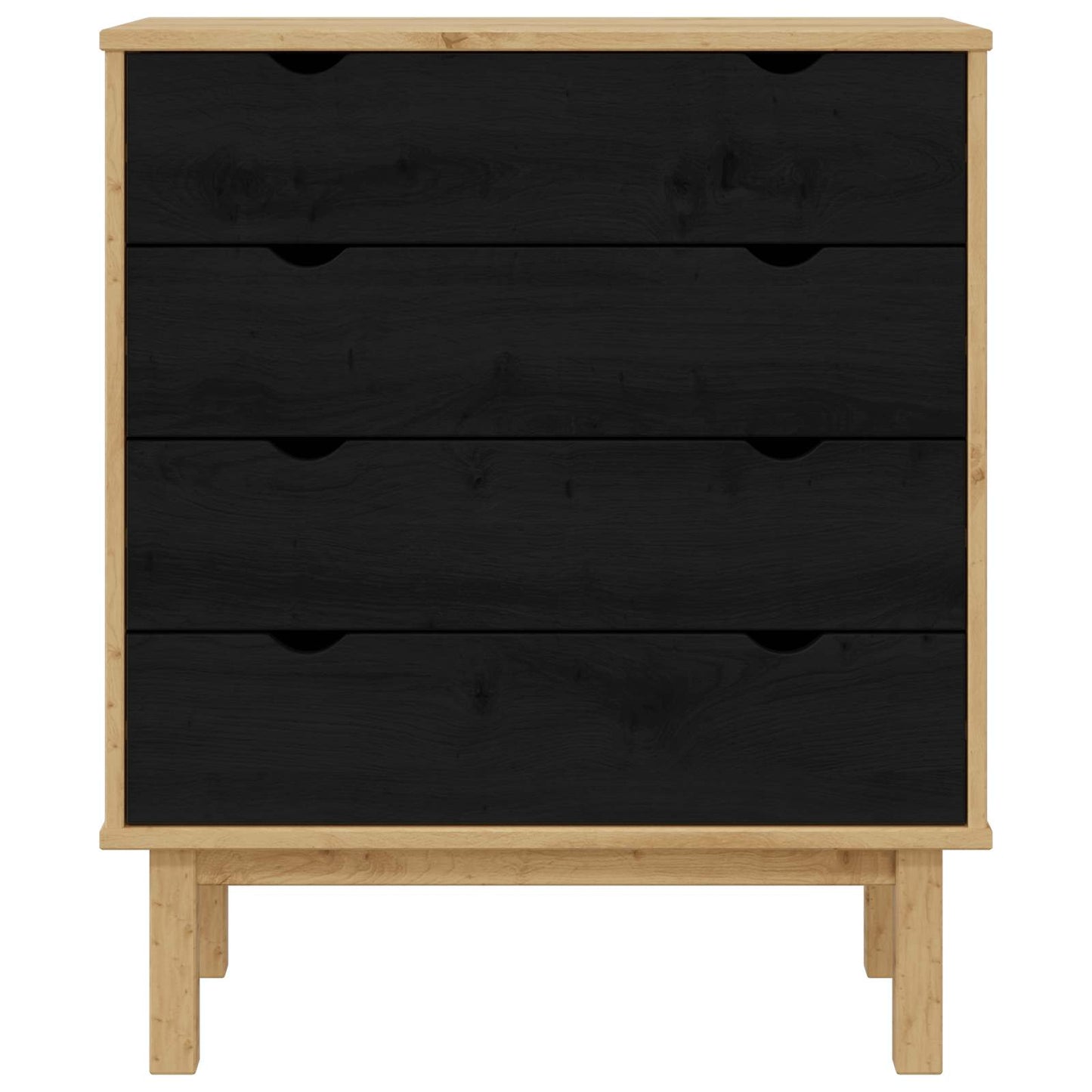 Kommode OTTA Schwarz 76,5 x 39,5 x 90 cm Massives Kiefernholz