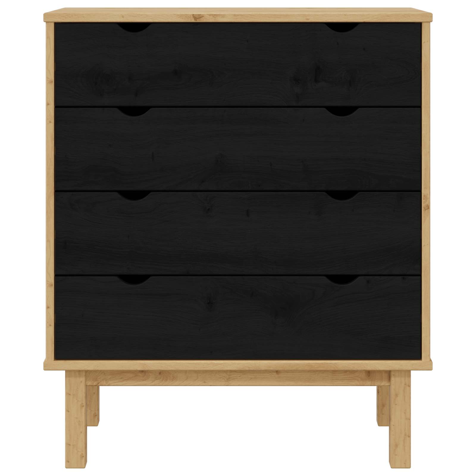 Kommode OTTA Schwarz 76,5 x 39,5 x 90 cm Massives Kiefernholz