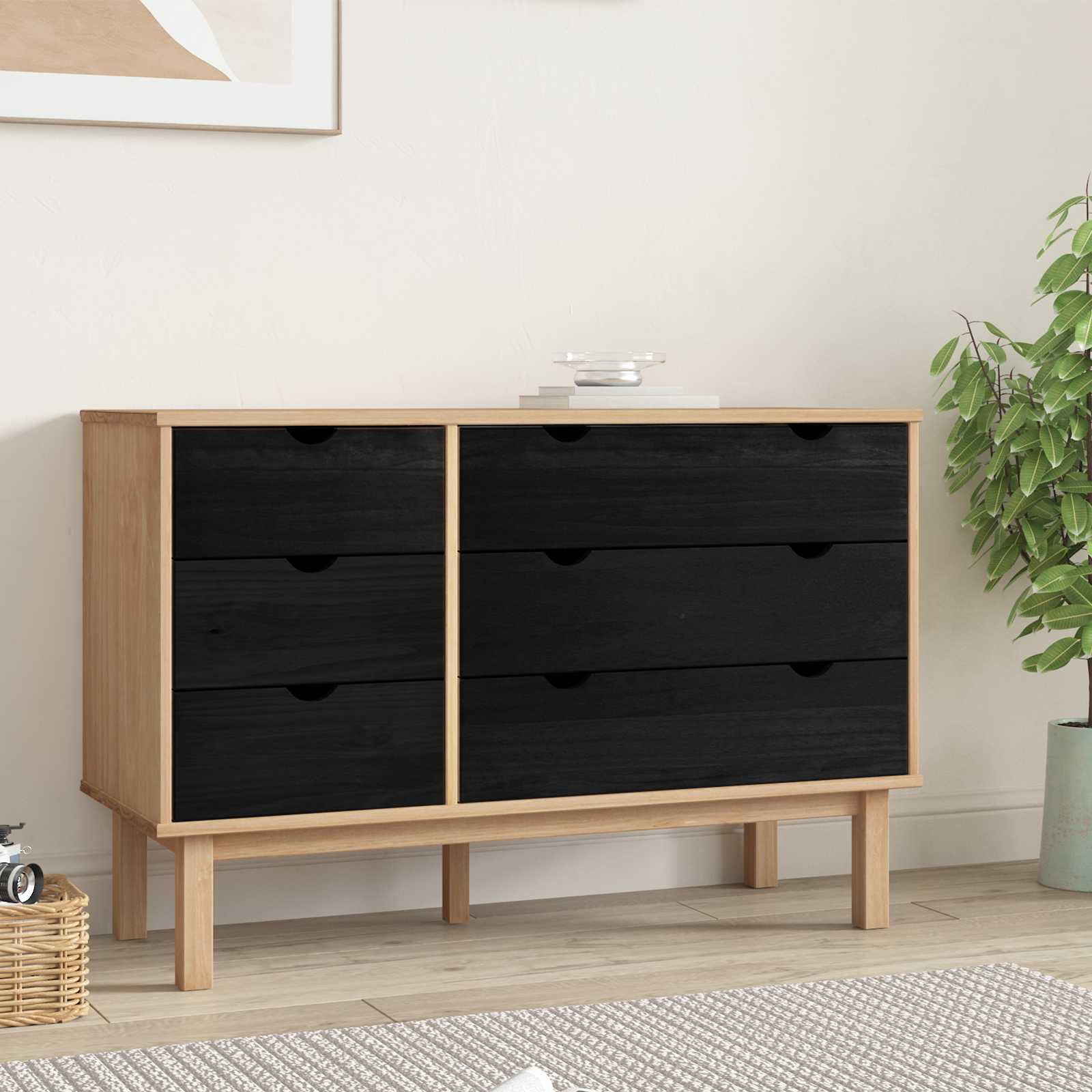 Schubladenschrank mit Speicher OTTA Schwarz 111 x 43 x 73,5 cm