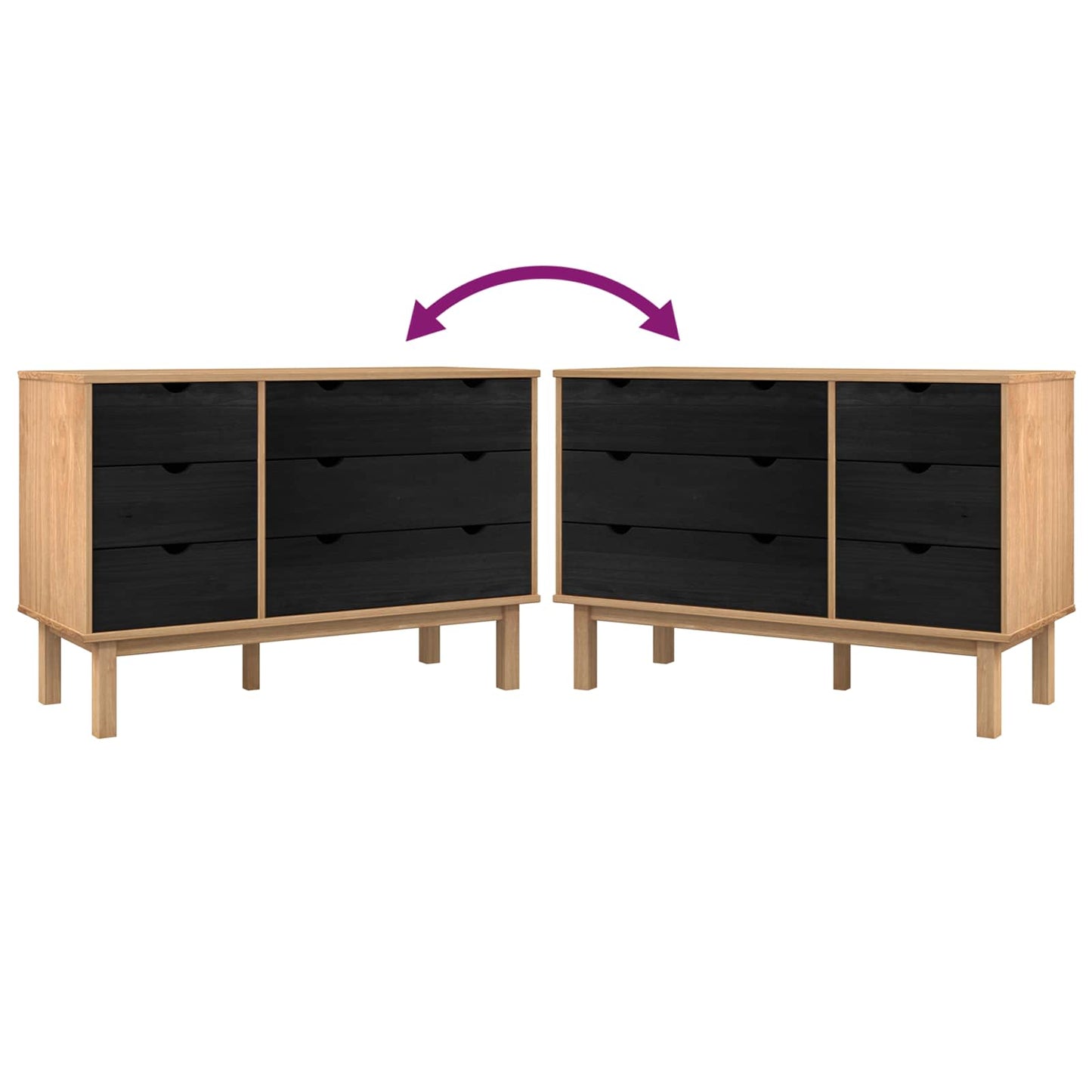 Schubladenschrank mit Speicher OTTA Schwarz 111 x 43 x 73,5 cm