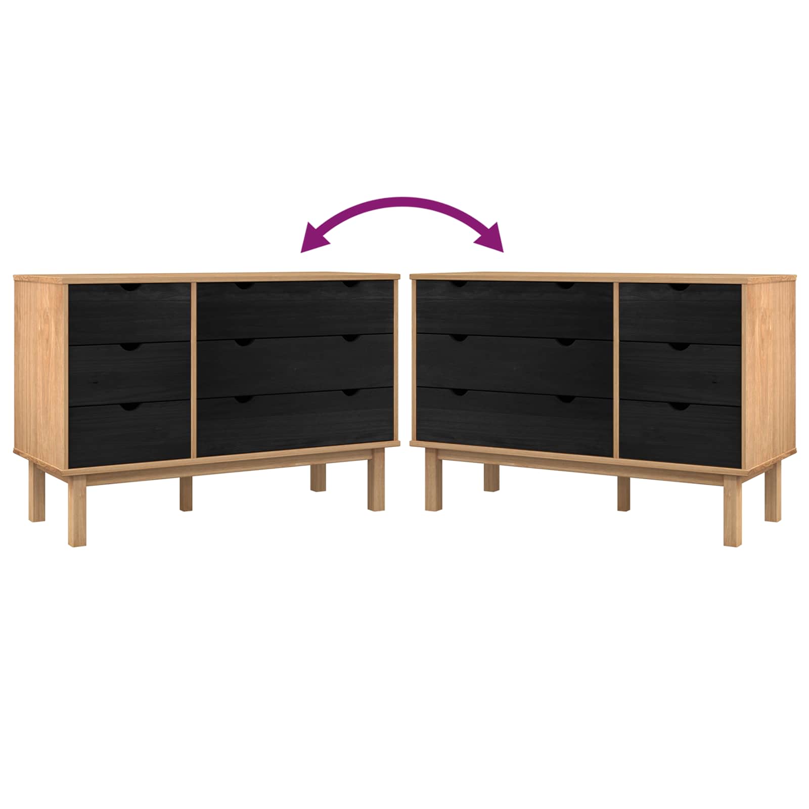 Schubladenschrank mit Speicher OTTA Schwarz 111 x 43 x 73,5 cm