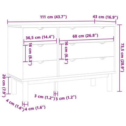 Schubladenschrank mit Speicher OTTA Schwarz 111 x 43 x 73,5 cm