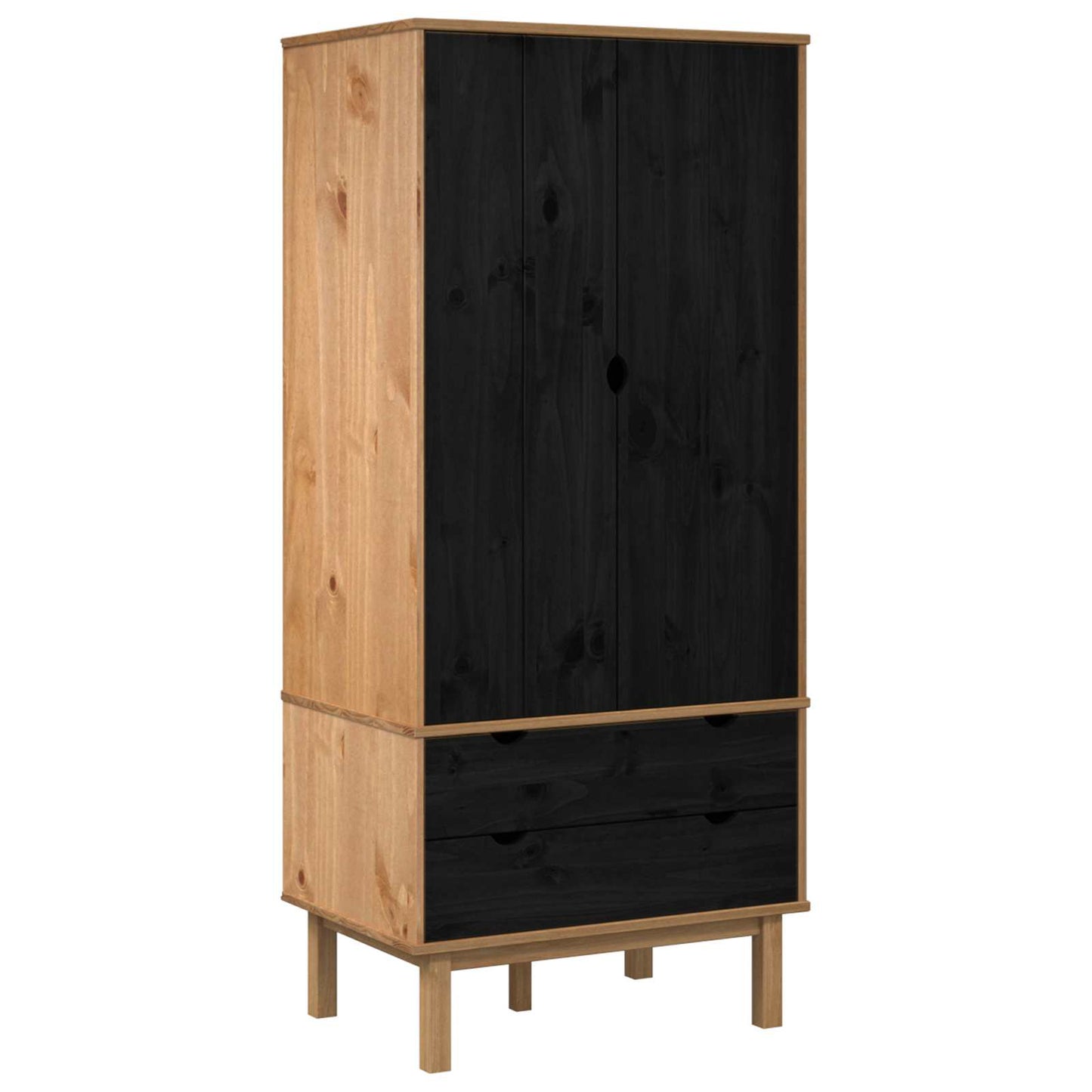 Kleiderschrank mit Schubladen OTTA Schwarz 76,5 x 53 x 172 cm