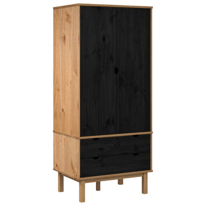 Kleiderschrank mit Schubladen OTTA Schwarz 76,5 x 53 x 172 cm