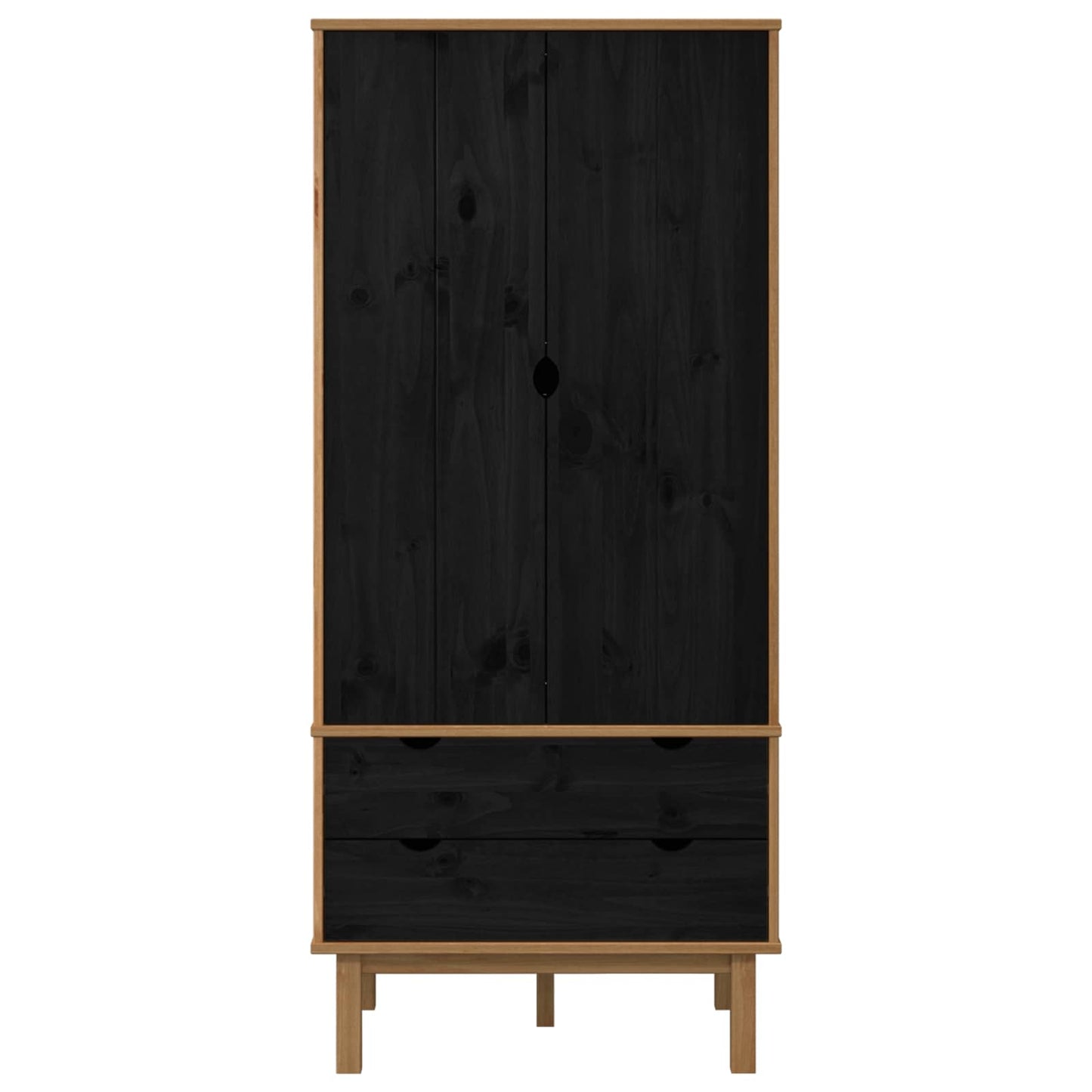 Kleiderschrank mit Schubladen OTTA Schwarz 76,5 x 53 x 172 cm