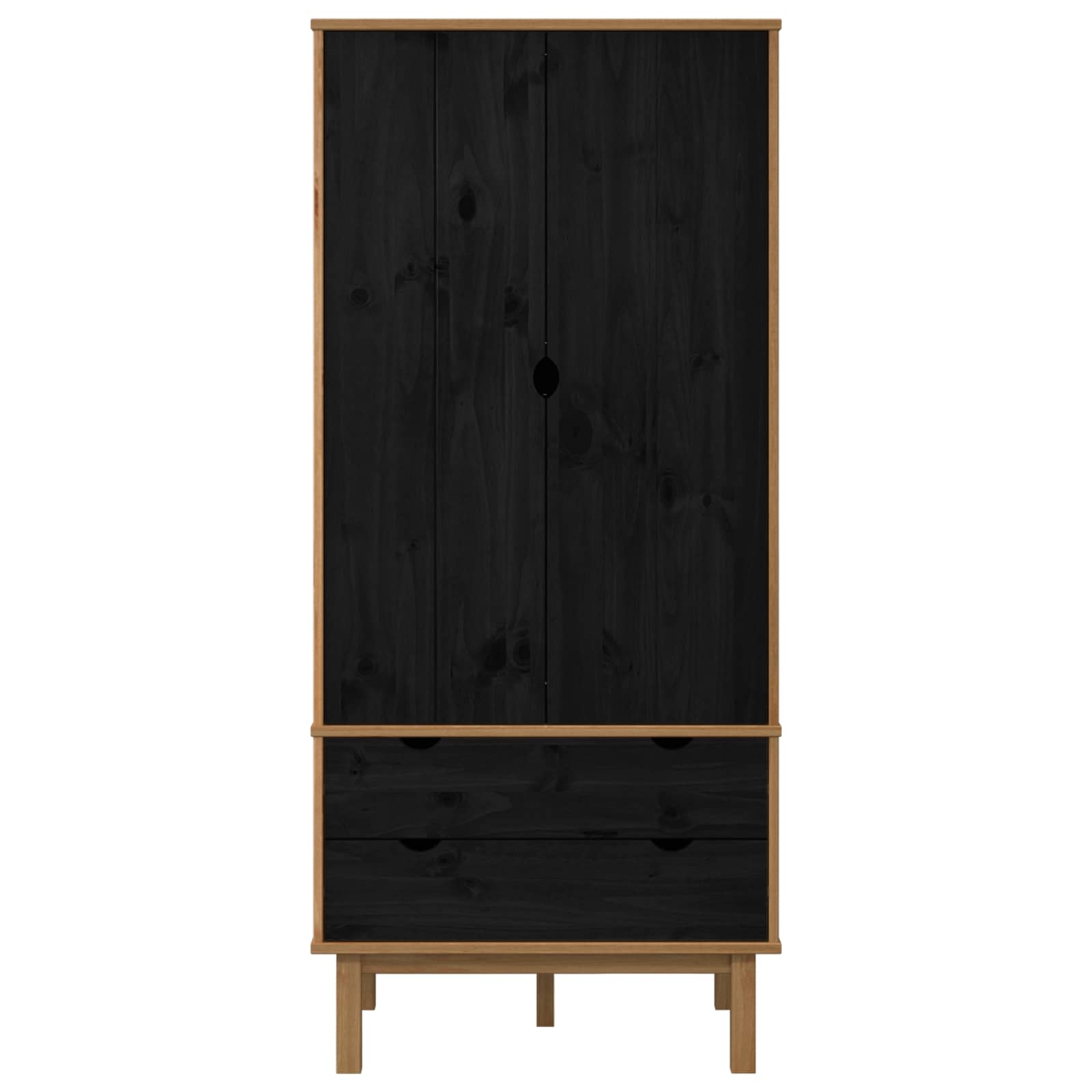 Kleiderschrank mit Schubladen OTTA Schwarz 76,5 x 53 x 172 cm