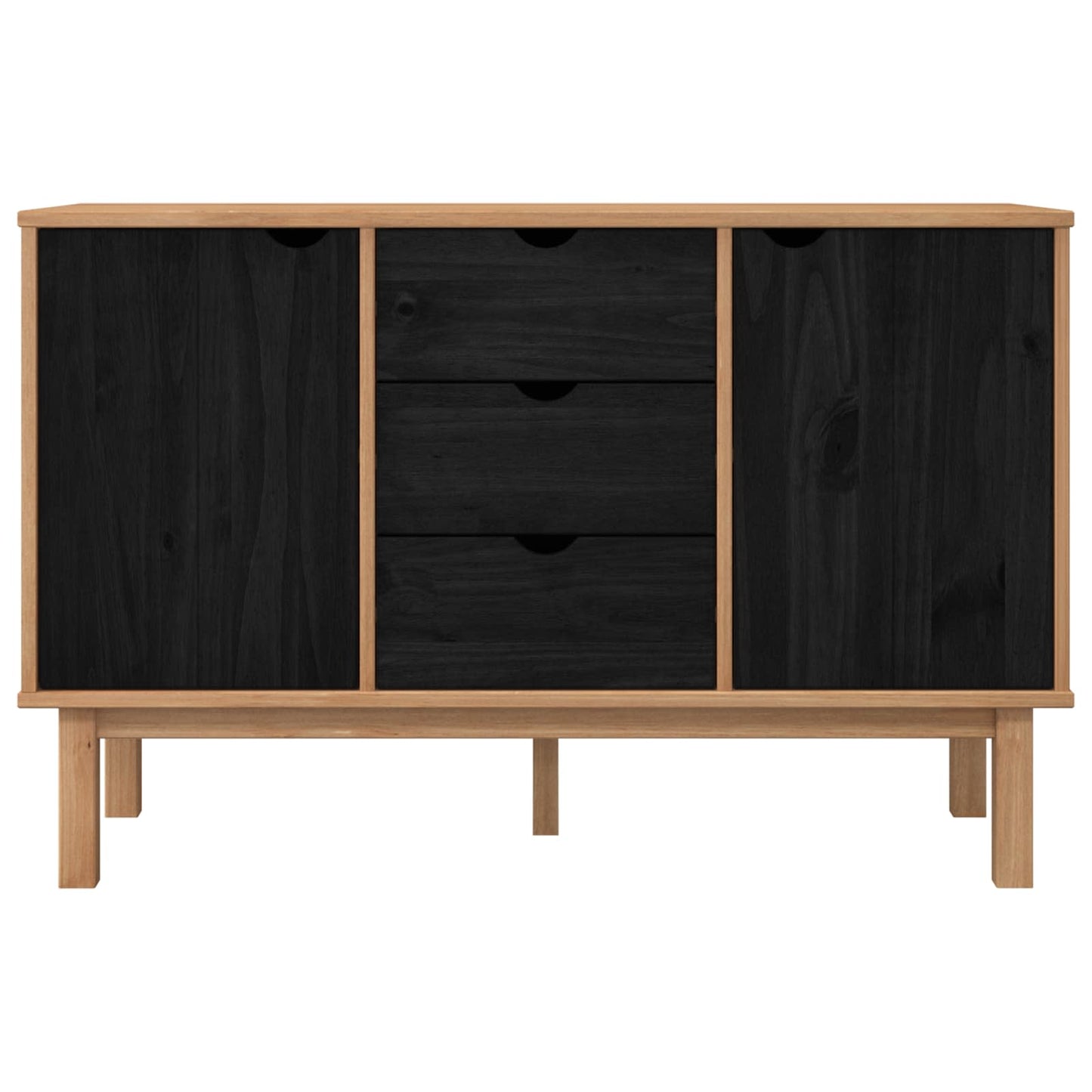 Sideboard OTTA Schwarz 113,5 x 43 x 73 cm Massives Kiefernholz