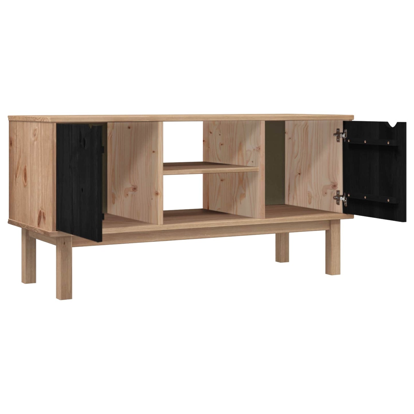 TV-Ständer OTTA 113,5 x 43 x 57 cm Schwarz Massives Kiefernholz