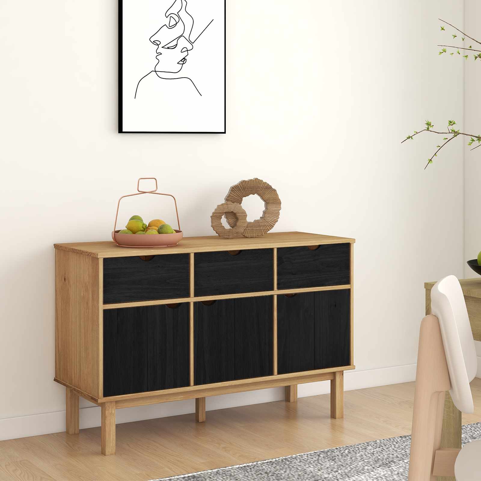 Sideboard OTTA Braun und Schwarz 114 x 43 x 73,5 cm