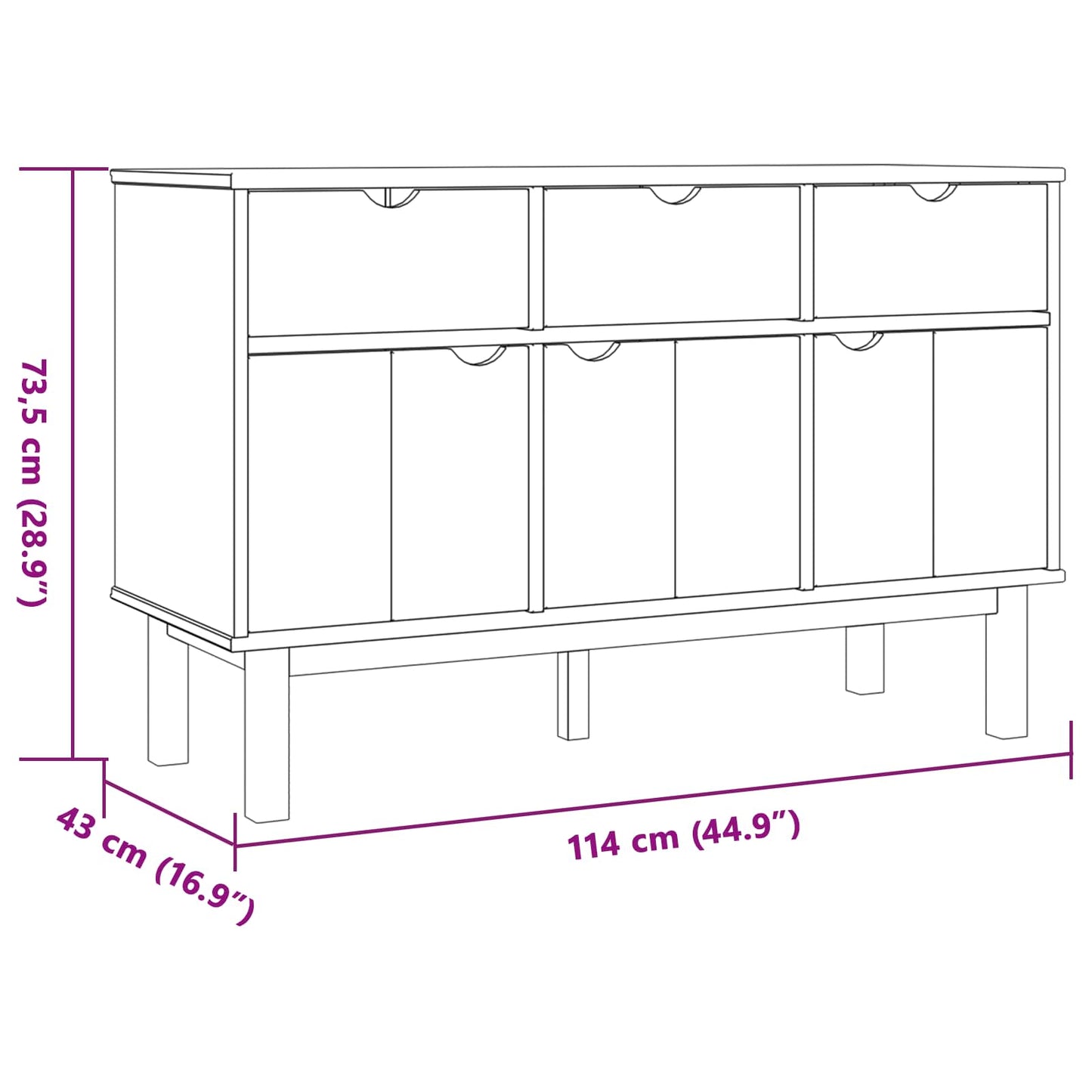 Sideboard OTTA Braun und Schwarz 114 x 43 x 73,5 cm