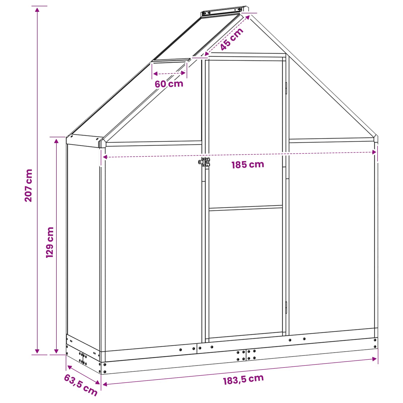 Garten Gewächshaus 183,5 x 63,5 x 207 cm