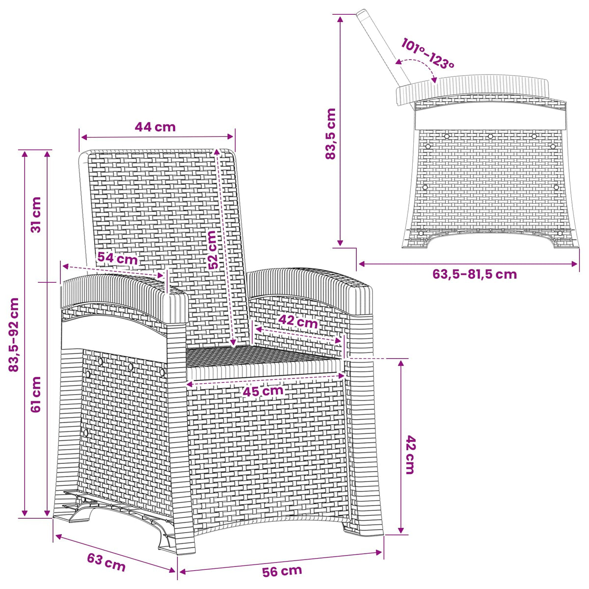 Liegesessel Garten Rattan-Optik 2 stk. Anthrazit PP