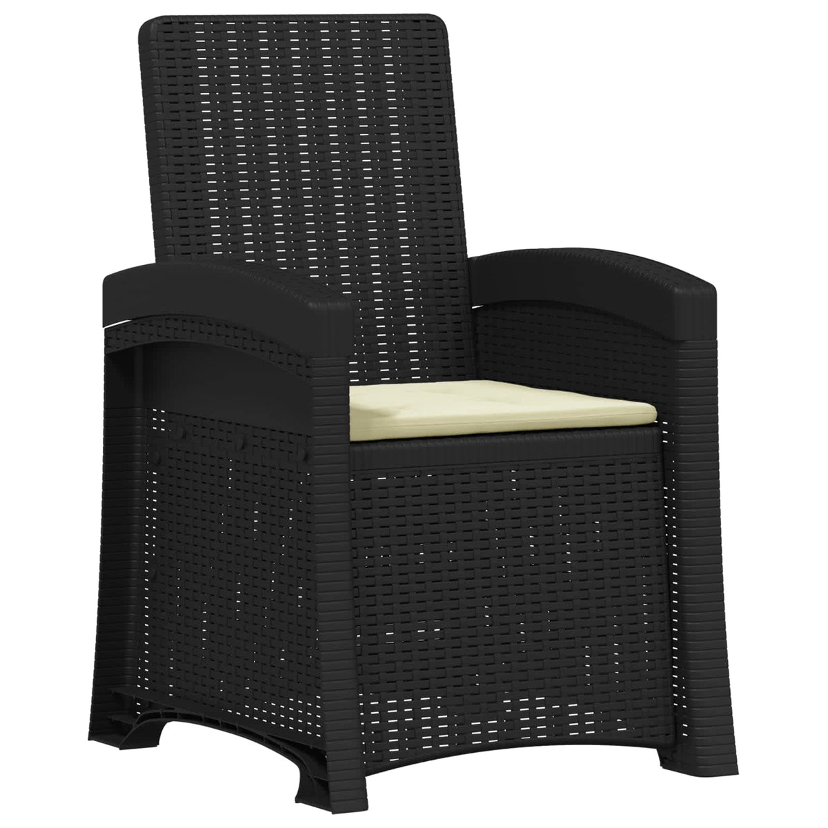 Liegesessel Garten Rattan-Optik Anthrazit und Creme PP