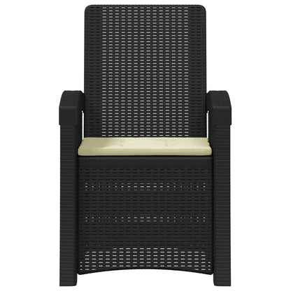 Liegesessel Garten Rattan-Optik Anthrazit und Creme PP