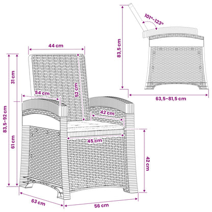 Liegesessel Garten Rattan-Optik Anthrazit und Creme PP
