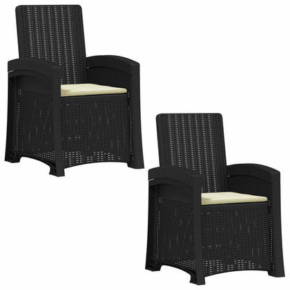 Liegesessel Garten Rattan-Optik 2 stk. Anthrazit und Creme PP