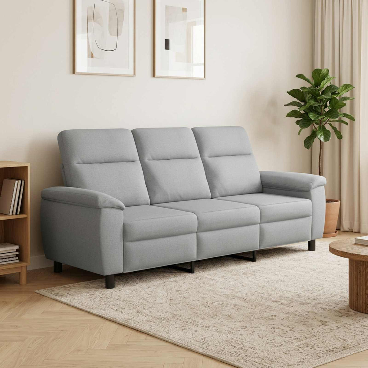 Sofa Hellgrau 214 x 90 x 95 cm Stoff