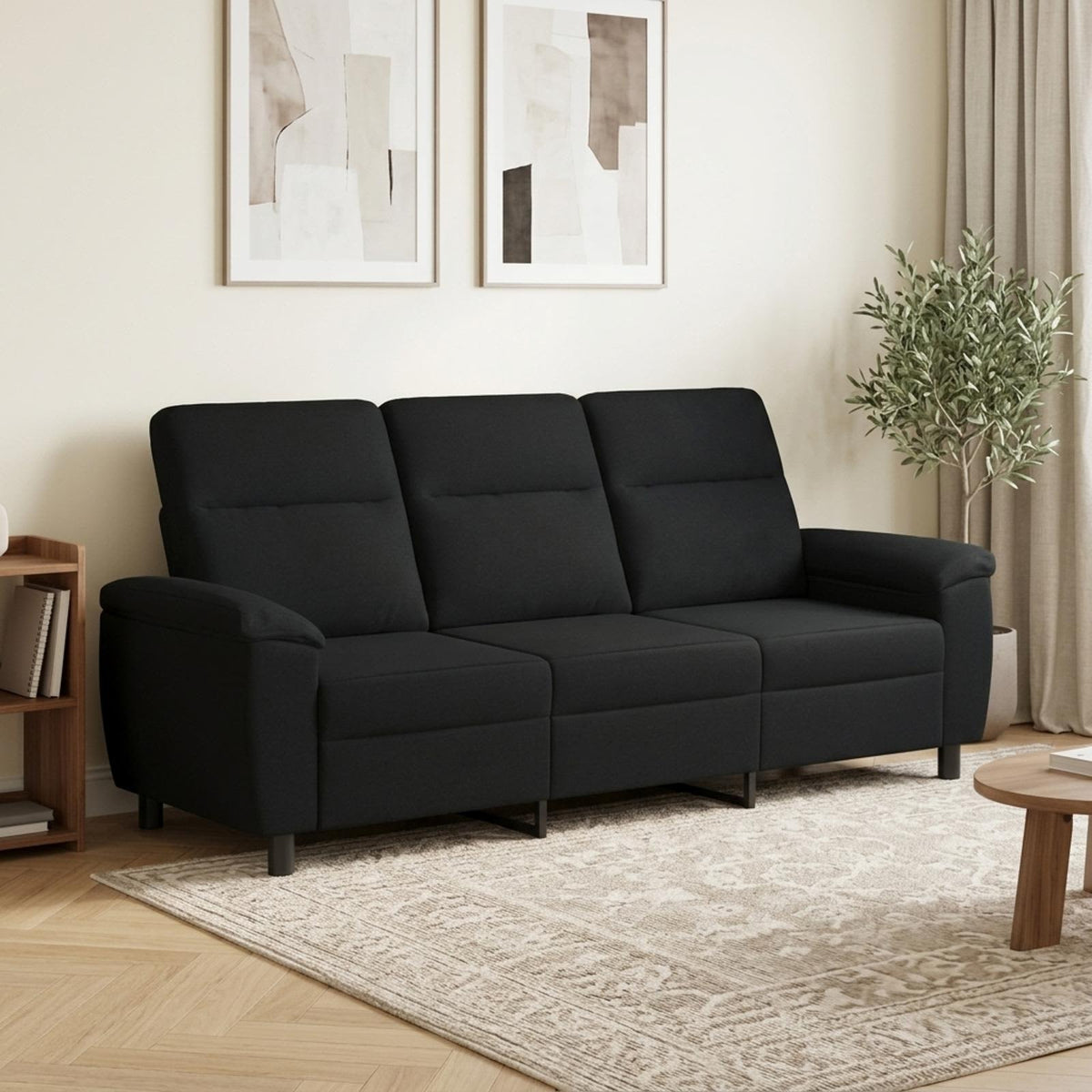 Sofa Schwarz 214 x 90 x 95 cm Stoff