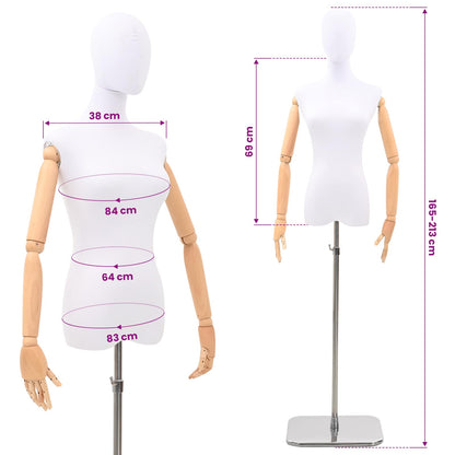 Verstellbare Mannequin 165-213 cm mit Fuß Weiblich PP Weiß