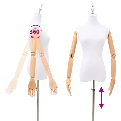 Verstellbare Mannequin 165-213 cm mit Fuß Weiblich PP Weiß