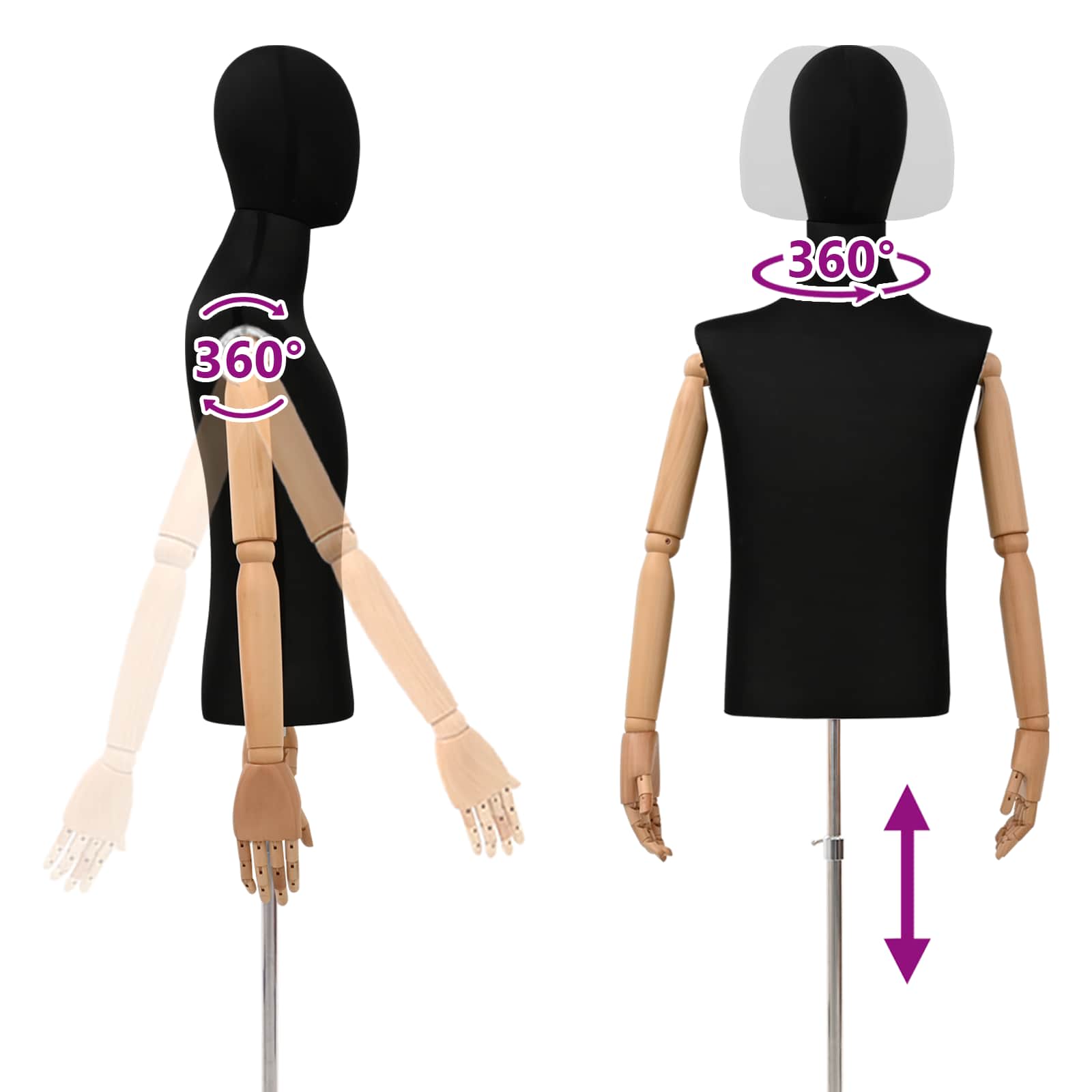 Verstellbarer Mannequin 170-218 cm mit Standfuß Männlich PP
