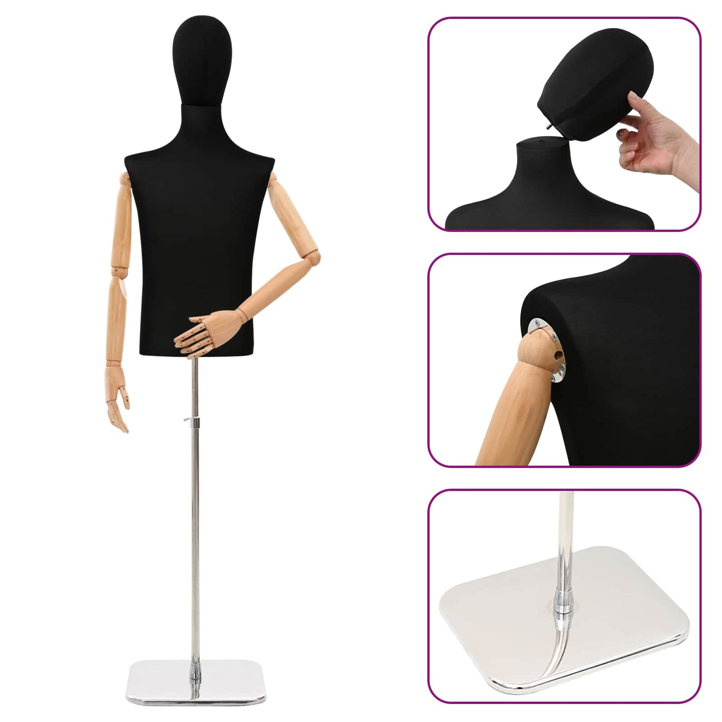 Verstellbarer Mannequin 170-218 cm mit Standfuß Männlich PP