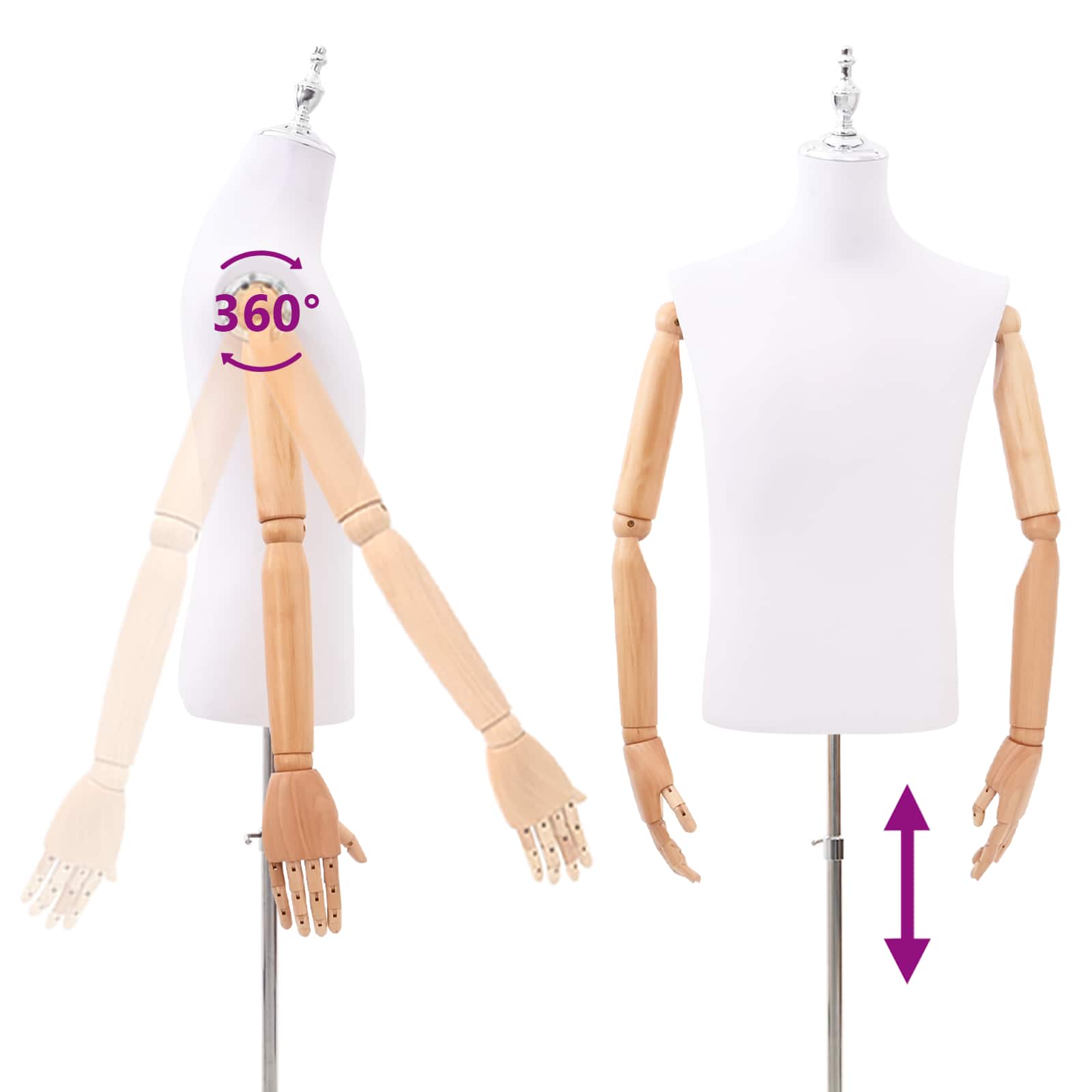 Verstellbarer Mannequin 170-218 cm mit Standfuß Männlich PP