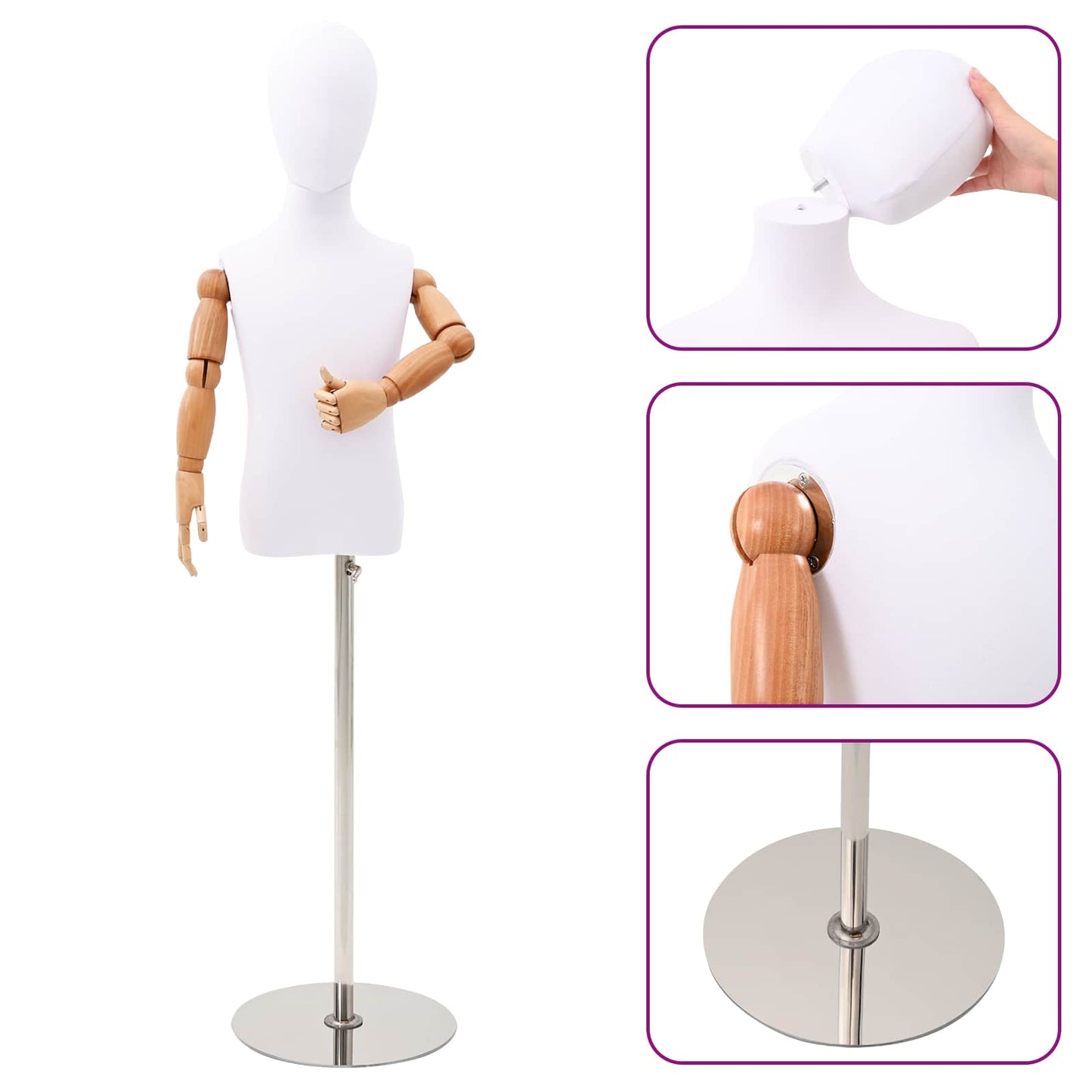 Verstellbares 120-150 cm Mannequin mit Basis Unisex PP Weiß