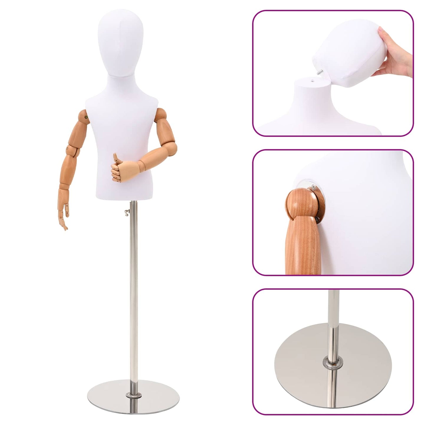 Verstellbares 120-157 cm Mannequin mit Basis Unisex PP Weiß