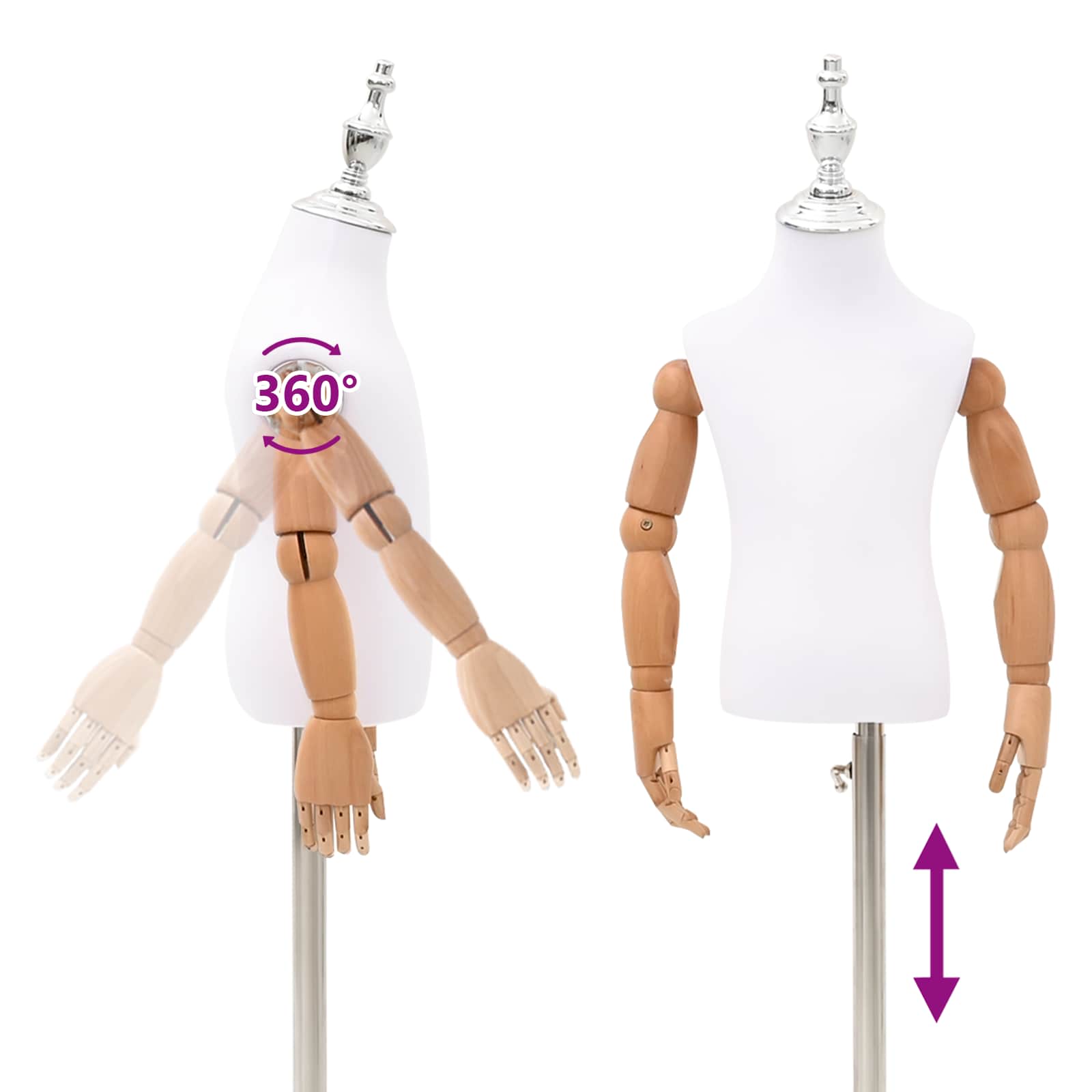 Verstellbares 120-157 cm Mannequin mit Basis Unisex PP Weiß