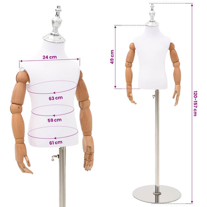 Verstellbares 120-157 cm Mannequin mit Basis Unisex PP Weiß