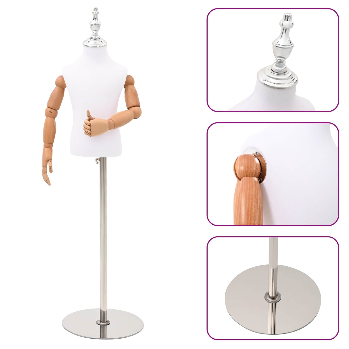 Verstellbares 120-157 cm Mannequin mit Basis Unisex PP Weiß