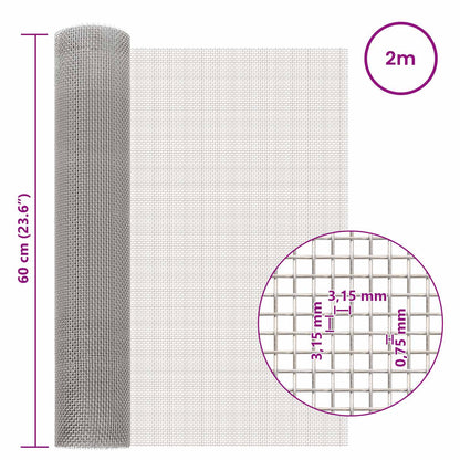 Mesh Bildschirm 60 x 200 cm 6 Mesh Edelstahl 201 Silber