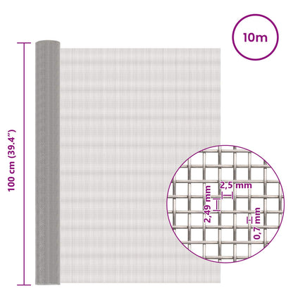 Mesh Bildschirm 100 x 1000 cm 8 Mesh Edelstahl 201 Silber