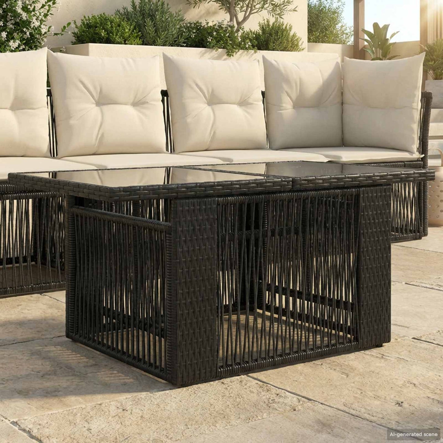 Garten Lifting Up Tisch Schwarz 100 x 55 x 37 cm