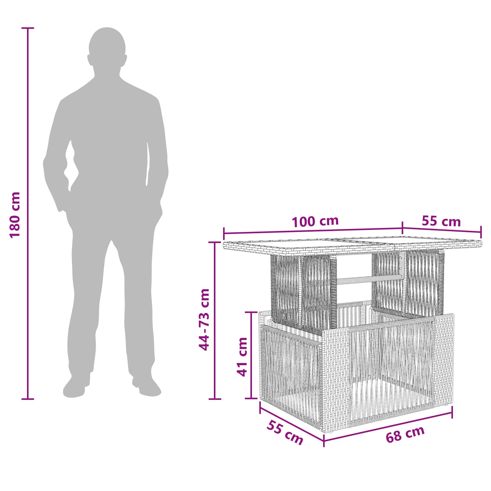 Garten Lifting Up Tisch Grau 100 x 55 x 37 cm
