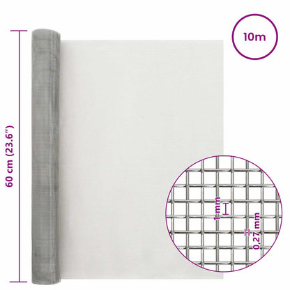 Mesh Bildschirm 60 x 1000 cm 20 Mesh Edelstahl 201 Silber