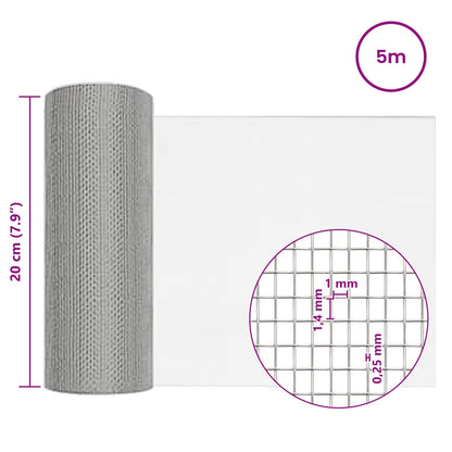 Drahtgeflecht 20 x 500 cm 18 Mesh Edelstahl 304 Silber