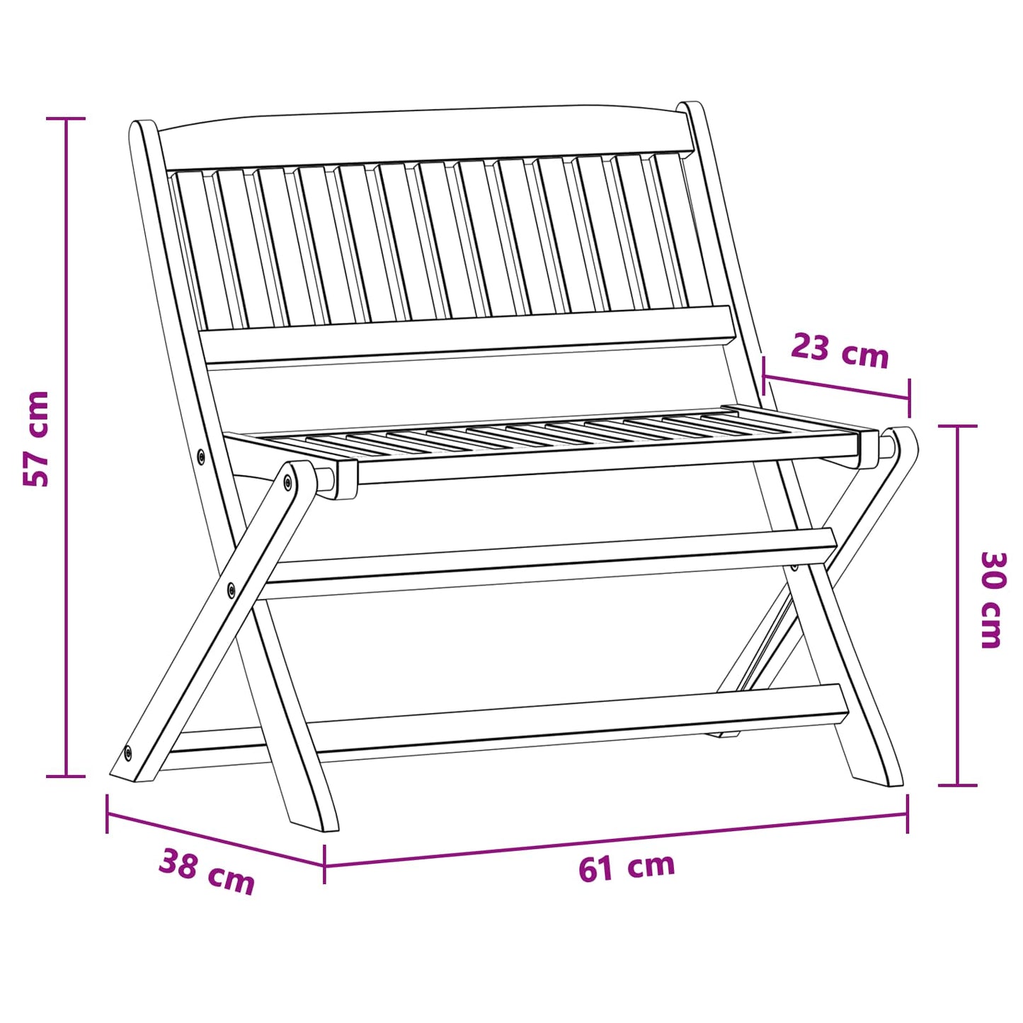 Kinderbank 1 -Seater 61 x 38 x 57 cm Massives Eukalyptus Holz