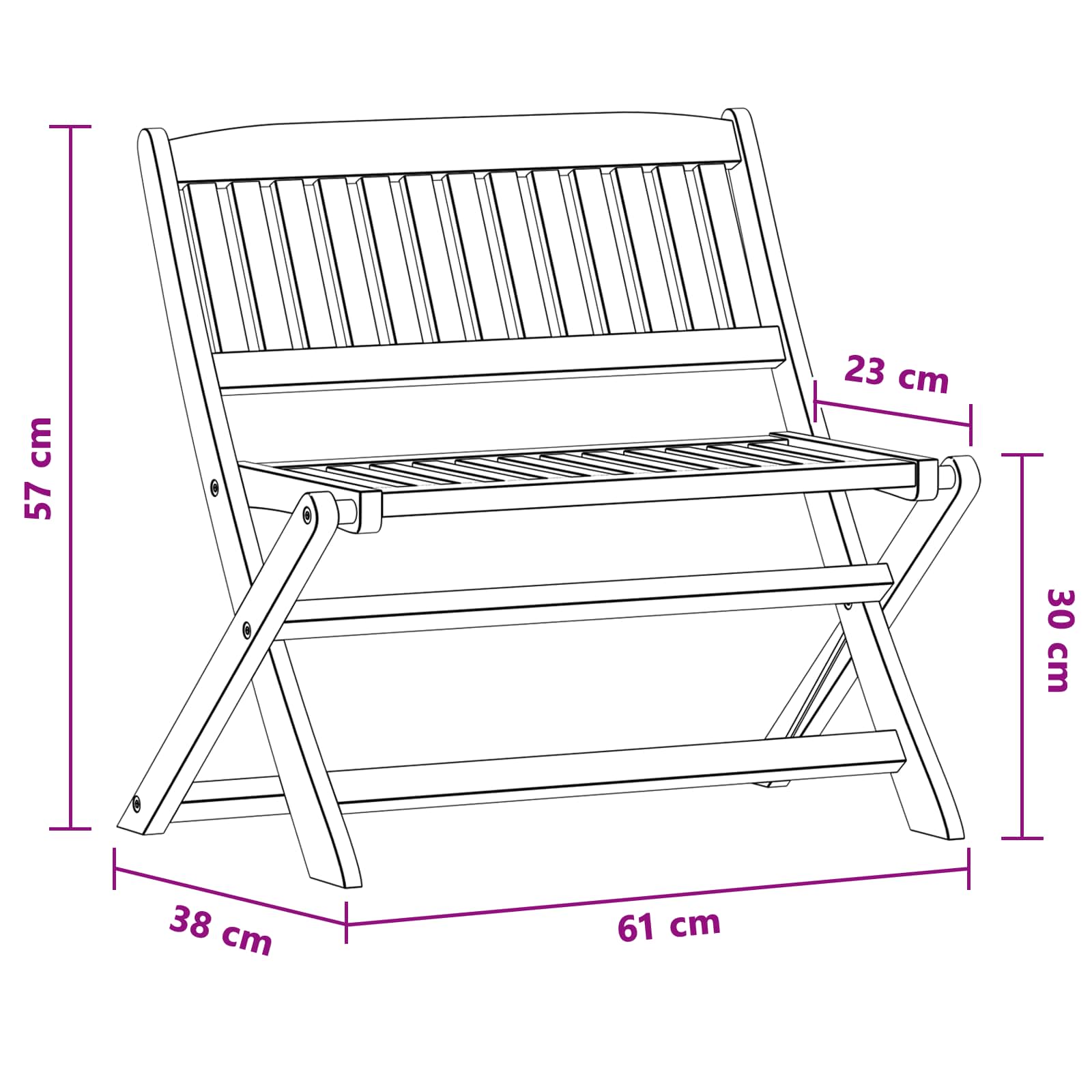Kinderbank 1 -Seater 61 x 38 x 57 cm Massives Eukalyptus Holz