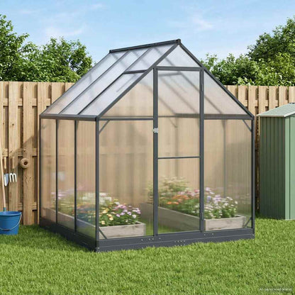 Garten Gewächshaus mit Tür Anthrazit 183,5 x 183,5 x 207 cm