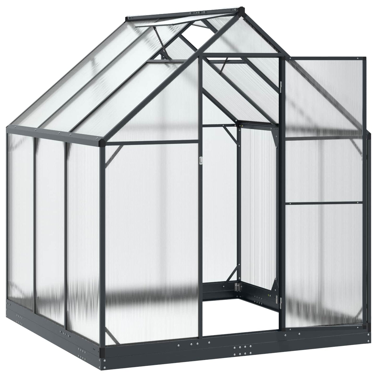 Garten Gewächshaus mit Tür Anthrazit 183,5 x 183,5 x 207 cm