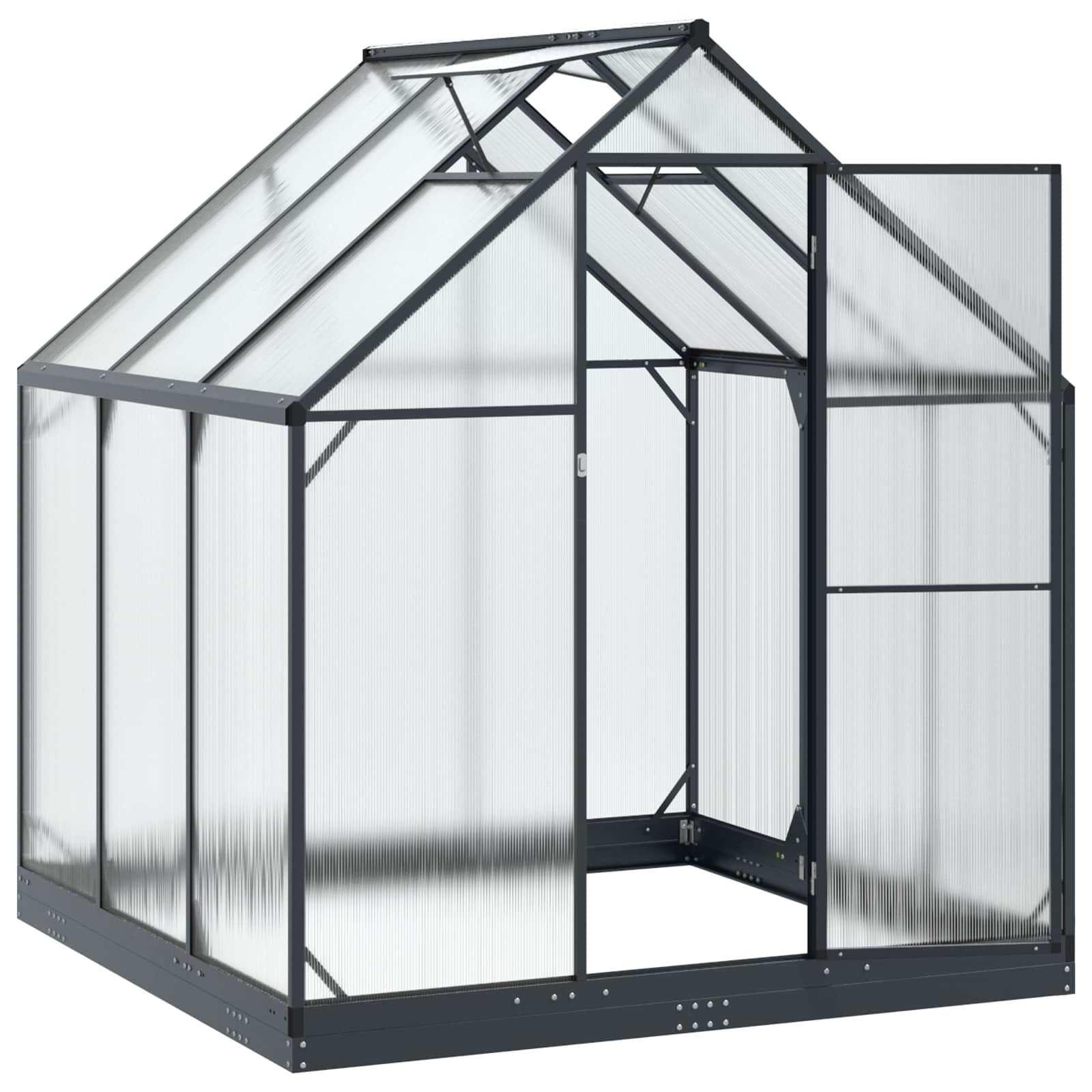 Garten Gewächshaus mit Tür Anthrazit 183,5 x 183,5 x 207 cm